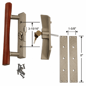 Hook Style Patio Door Handle Set with Cover Plates – 3 ¹⁵⁄₁₆" Screw Spacing – SDH-1243 – Sliding Glass Door Handle