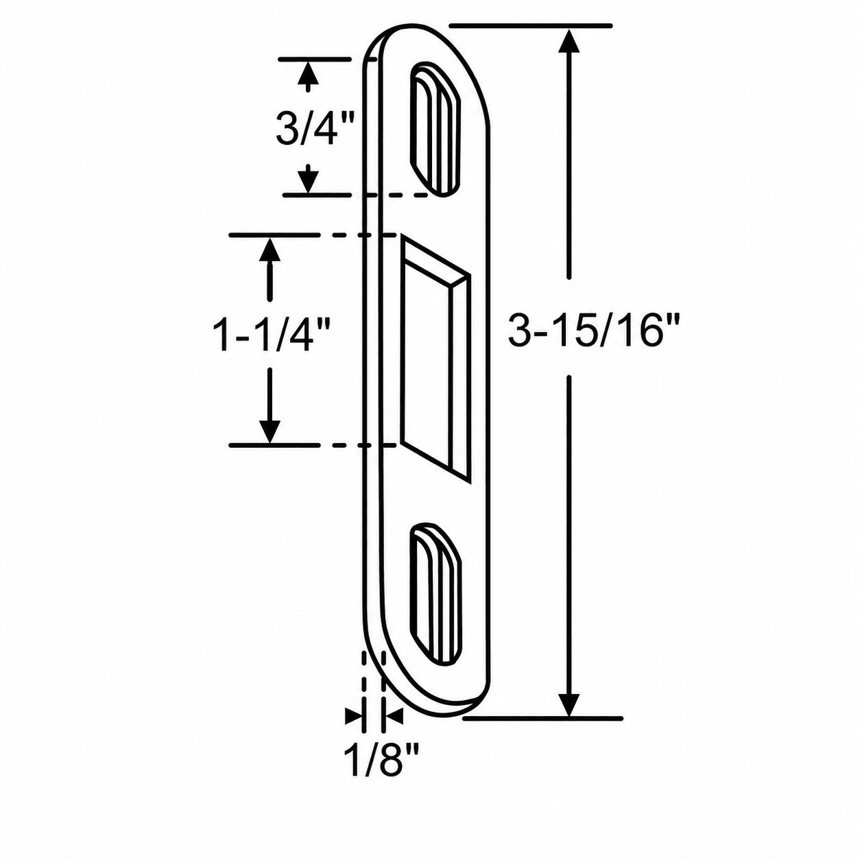 AMESBURY TRUTH - Flat Single Mortise Keeper - SDK-1513 - Sliding Glass Door Keepers