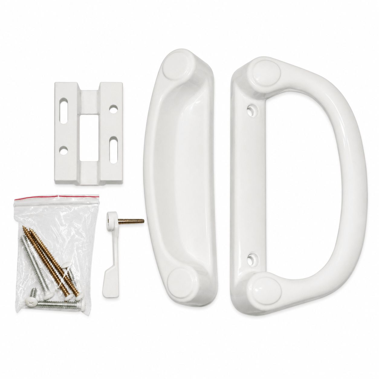 Silverline Patio Door Handle Set – 3 ¹⁵⁄₁₆" Screw Spacing – SDH-1265 – Sliding Glass Door Handle - White