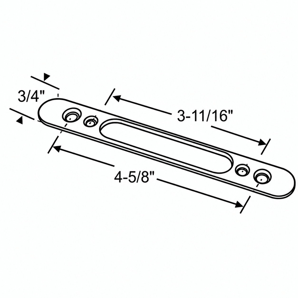 Sliding Glass Door Single Mortise Flat Face Plate - SDL-1349 - Sliding Glass Door Lock Face Plates