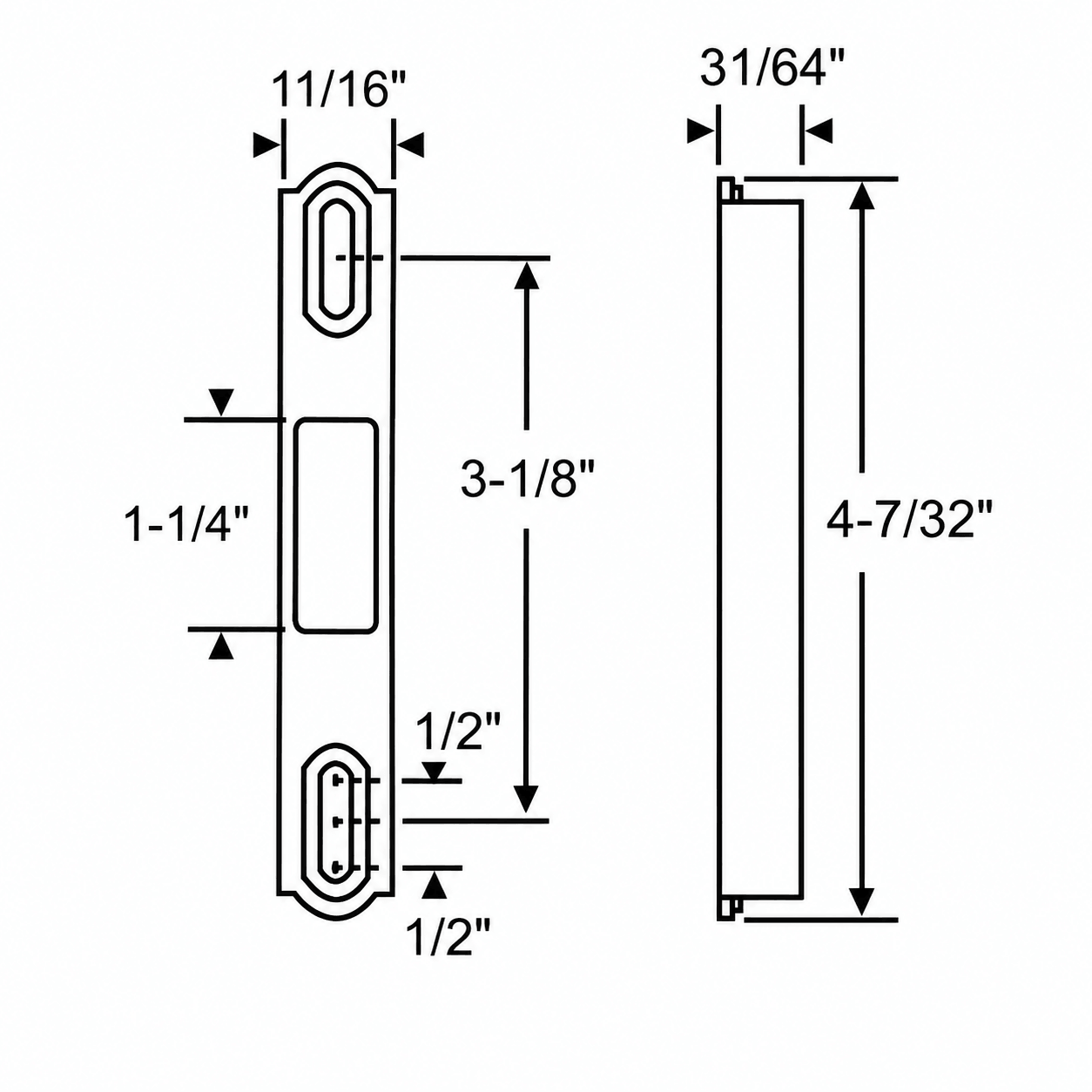 AMESBURY TRUTH - Offset Single Mortise Keeper - SDK-1512 - Sliding Glass Door Keepers