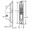 Sliding Glass Door Deadlatch Assembly with Trim Plate - 45° Brass Plated - SDL-1325 - Sliding Glass Door Mortise Locks