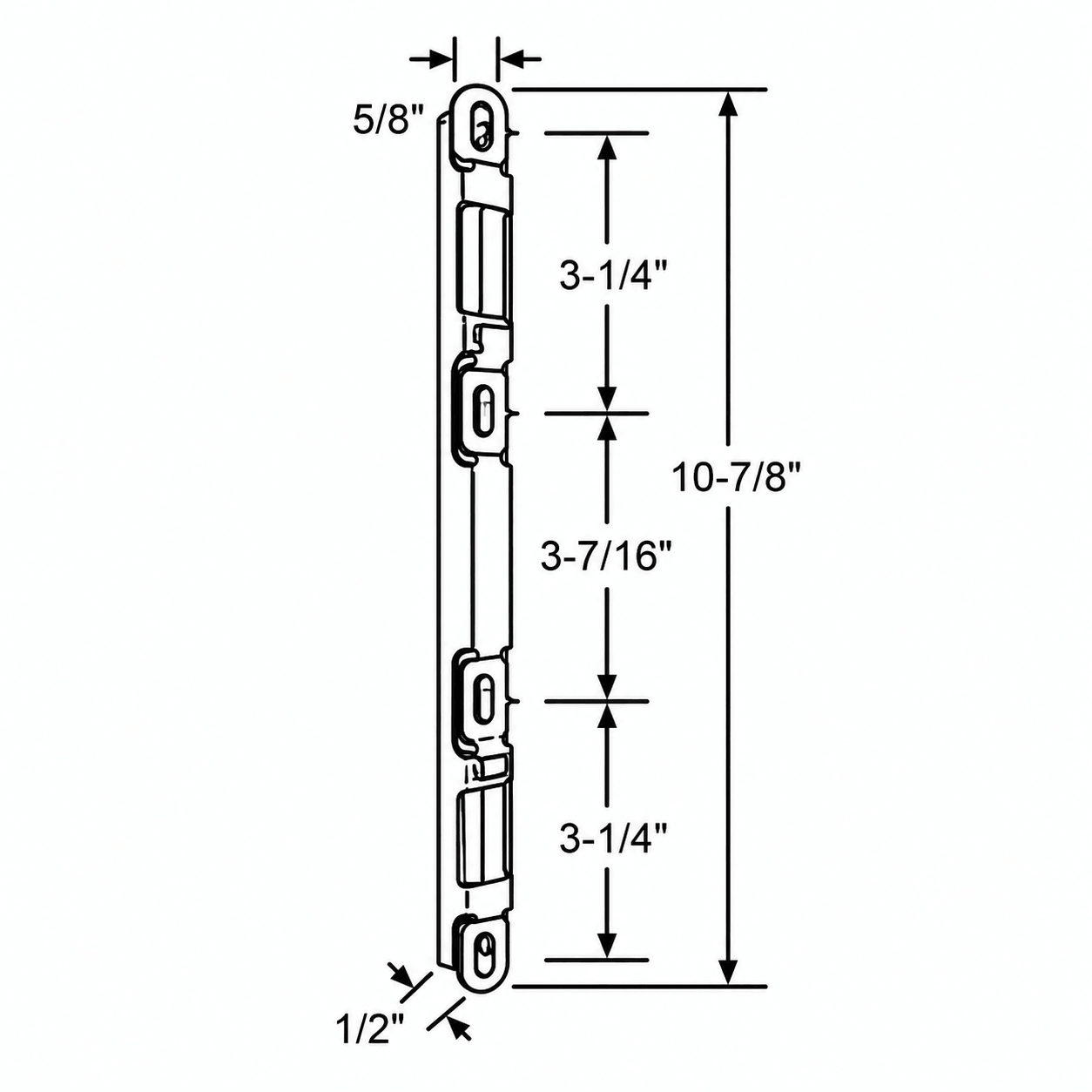 Surface Double Mortise Keeper - Stainless Steel - SDK-1516 - Sliding Glass Door Keepers