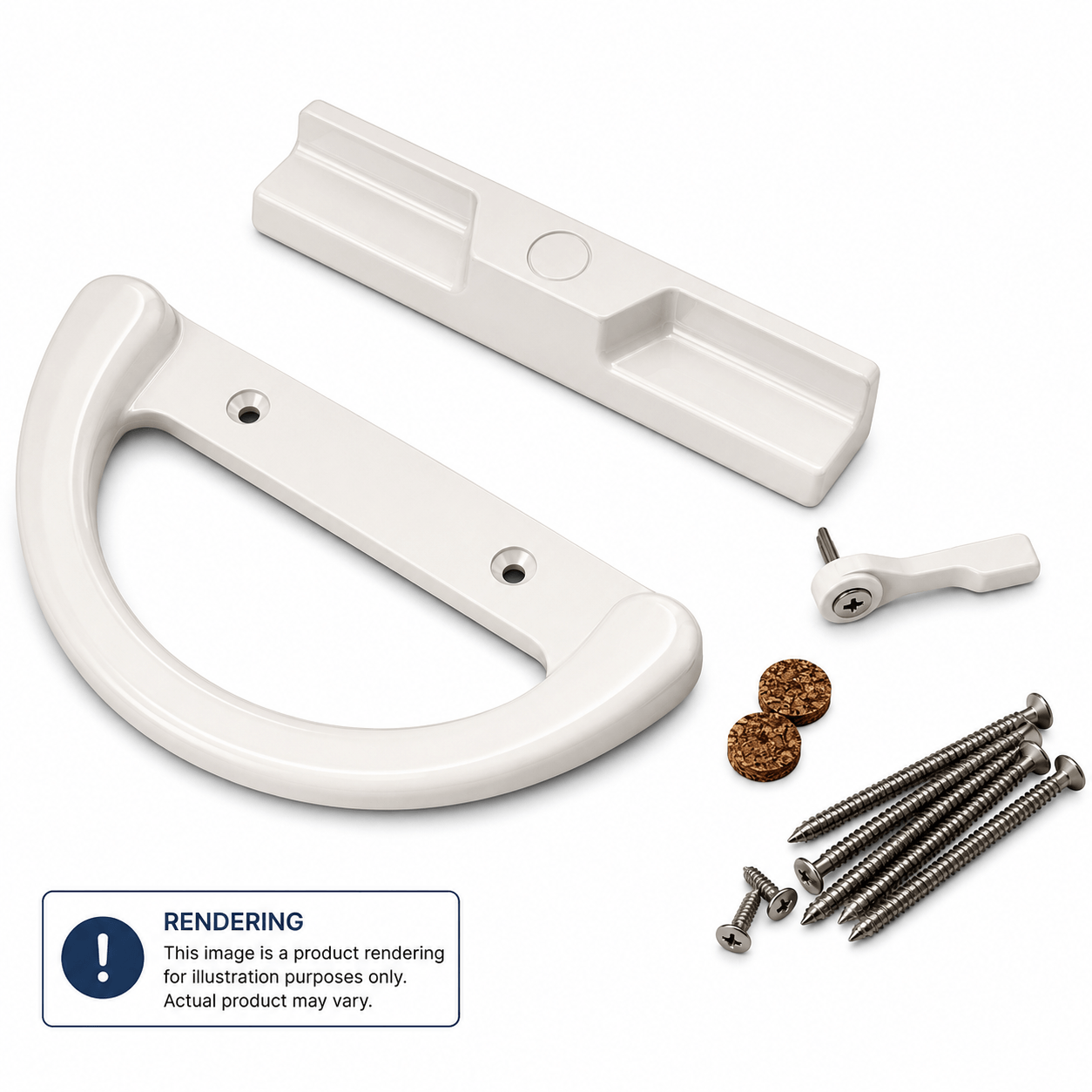 AMESBURY TRUTH Sliding Patio Door Handle – 3 ¹⁵⁄₁₆" Screw Spacing – SDH-1263 – Sliding Glass Door Handle - White
