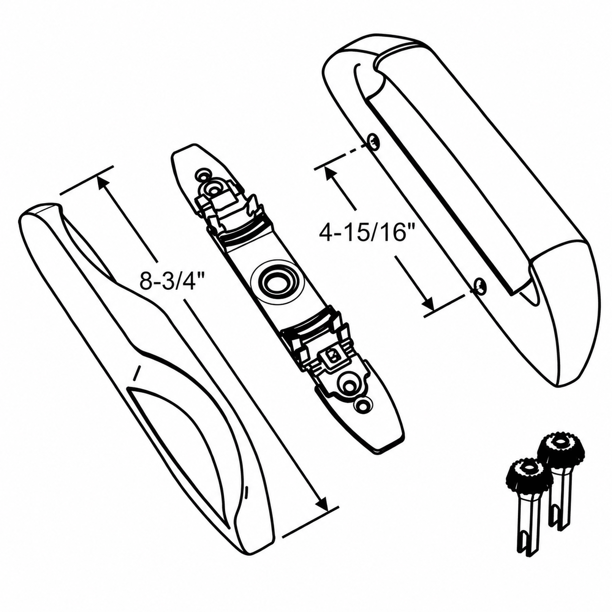 ASSA ABLOY Interlock Intuition Sliding Glass Door Handle Set for ES Windows – 8 ¹¹⁄₁₆" Screw Spacing – SDH-1285 – Sliding Glass Door Handle - Illustration ASSA ABLOY Interlock Intuition Sliding Glass Door Handle Set for ES Windows – 8 ¹¹⁄₁₆" Screw Spacing – SDH-1285 – Sliding Glass Door Handle - Illustration